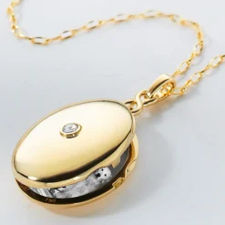Infinity Diamond & Gold Engraved Locket Necklace