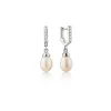 Infinity Huggie Pearl Drop Earrings