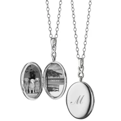 Infinity White Sapphire Silver Engraved Locket Necklace