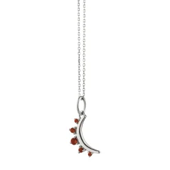 January Garnet "Moon" Sterling Silver Birthstone Necklace