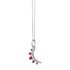 July Ruby "Moon" Sterling Silver Birthstone Necklace