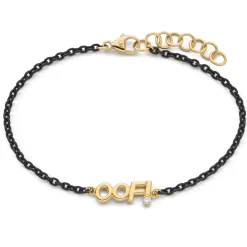 18K Gold and Black Steel “OOF” Bracelet