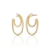 18K Gold Double Oval “Galaxy Wrap Hoop” Earrings with Baguette Diamond