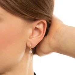 18K Gold "Points North" Earring with Rock Crystal