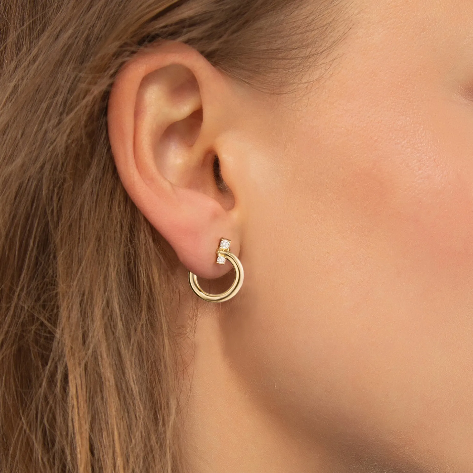 18K Gold Small "Galaxy Wrap Hoop" Earring with Diamonds