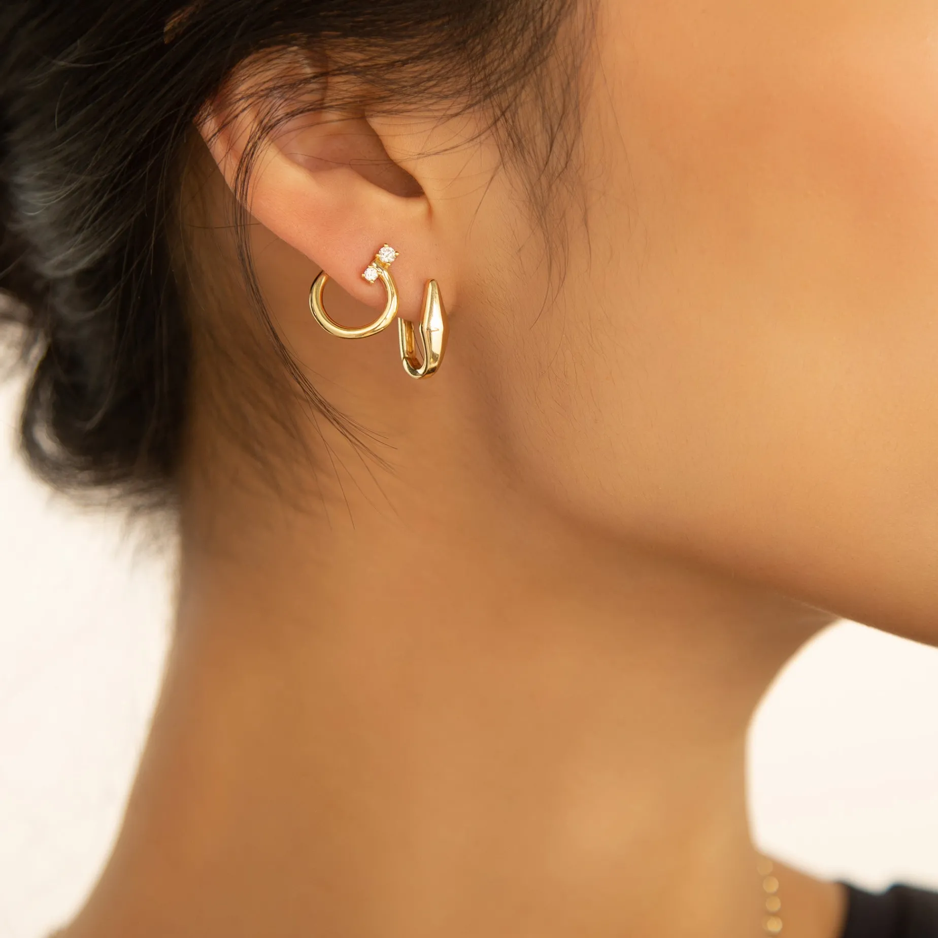 18K Gold Small "Galaxy Wrap Hoop" Earring with Diamonds