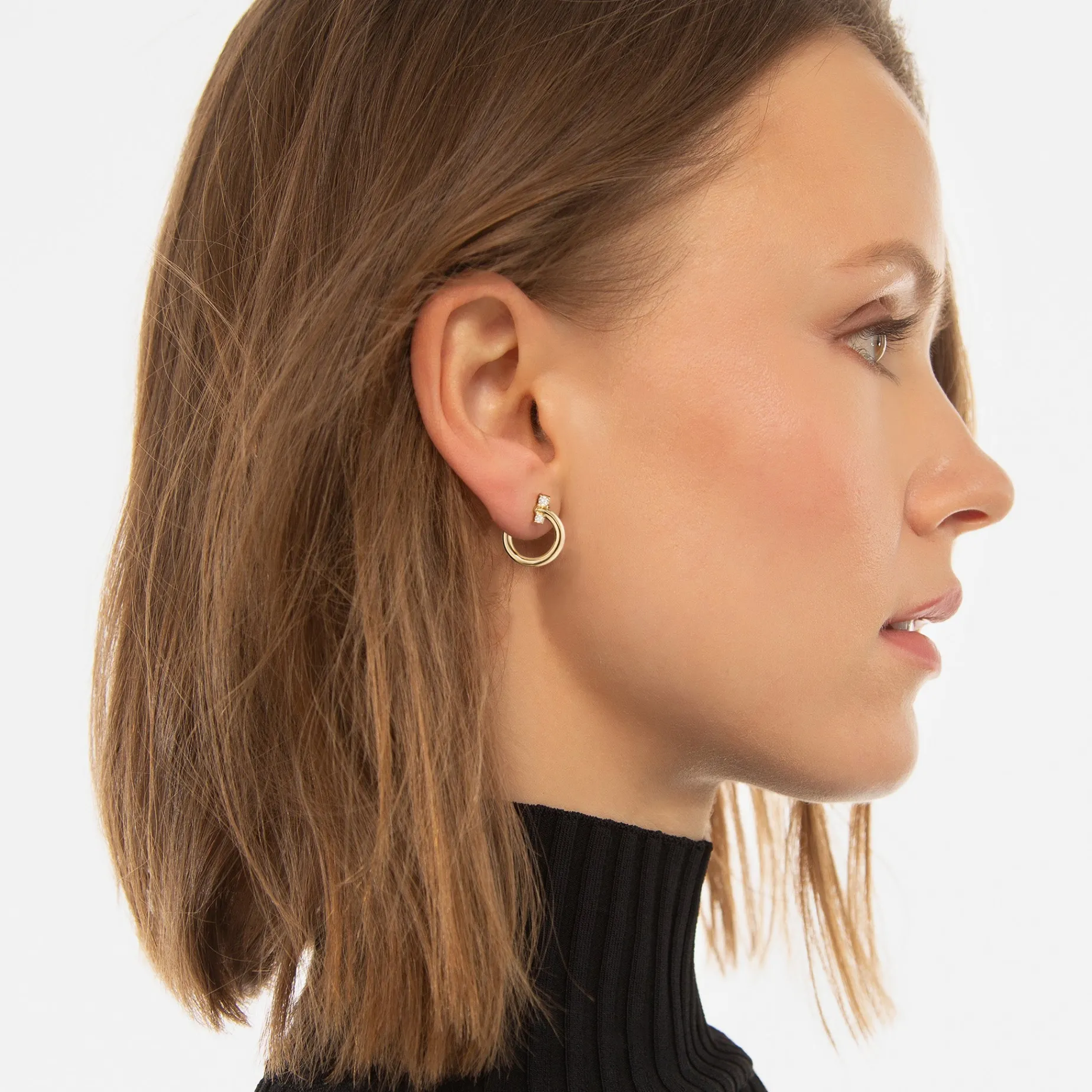18K Gold Small "Galaxy Wrap Hoop" Earring with Diamonds