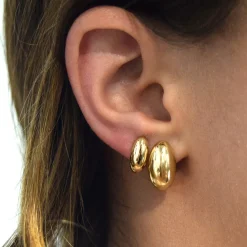 18K Gold Small Perseverance Huggie Earrings