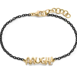 18K Yellow Gold and Black Steel “AAUGH!” Bracelet