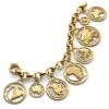 18K Yellow Gold Continent Charm Bracelet