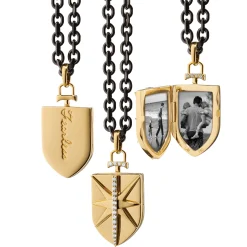 18K Yellow Gold Fearless Shield Locket