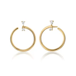 18K Yellow Gold Large "Galaxy Wrap Hoop" Earrings with Diamonds