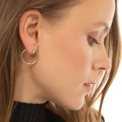 18K Yellow Gold Large "Galaxy Wrap Hoop" Anniversary Earrings With Diamonds