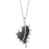 Large Black Agate Heart Necklace with White Sapphires