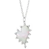 Large Mother of Pearl Heart Necklace with White Sapphires