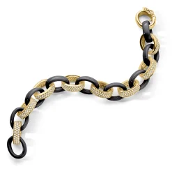 Marilyn Black Ceramic and Pave Diamond Link Bracelet
