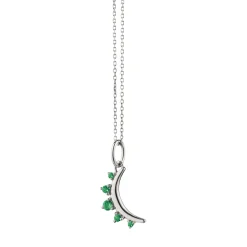 May Emerald "Moon" Sterling Silver Birthstone Necklace