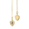 Mini Fearless Shield with Pave Diamonds and Kite Blue Sapphire