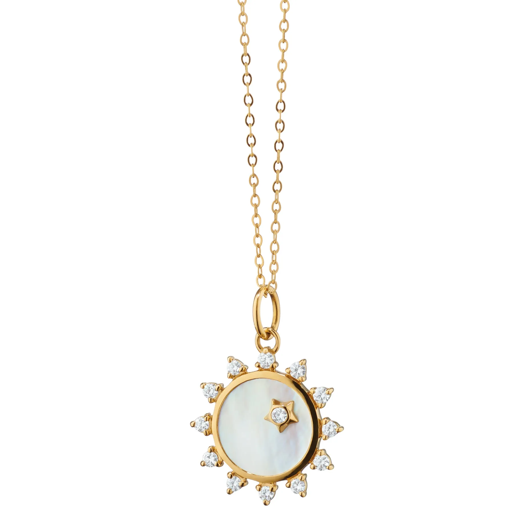 Mini Mother of Pearl Diamond "Happiness" Sun Charm