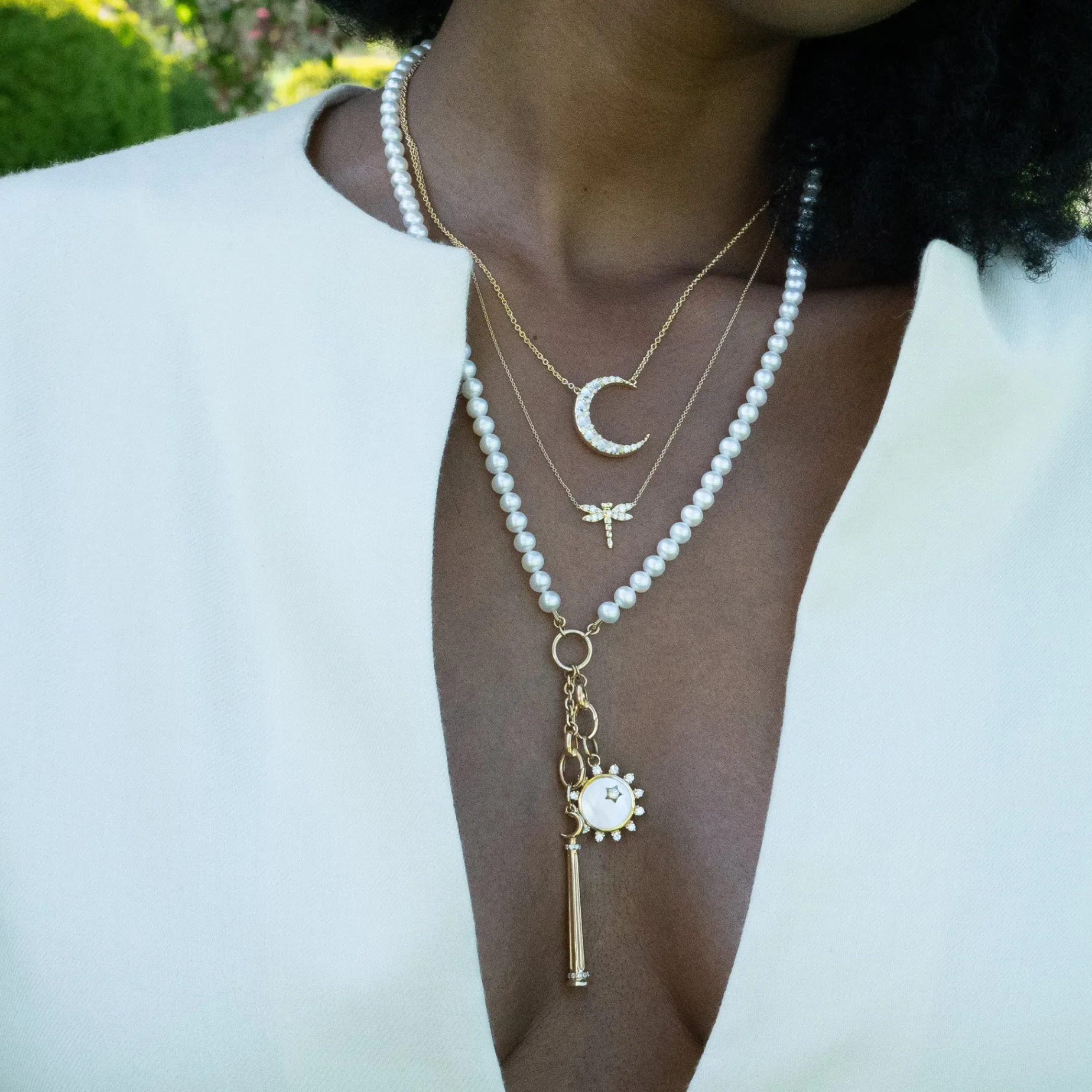 Mini Mother of Pearl Diamond "Happiness" Sun Charm