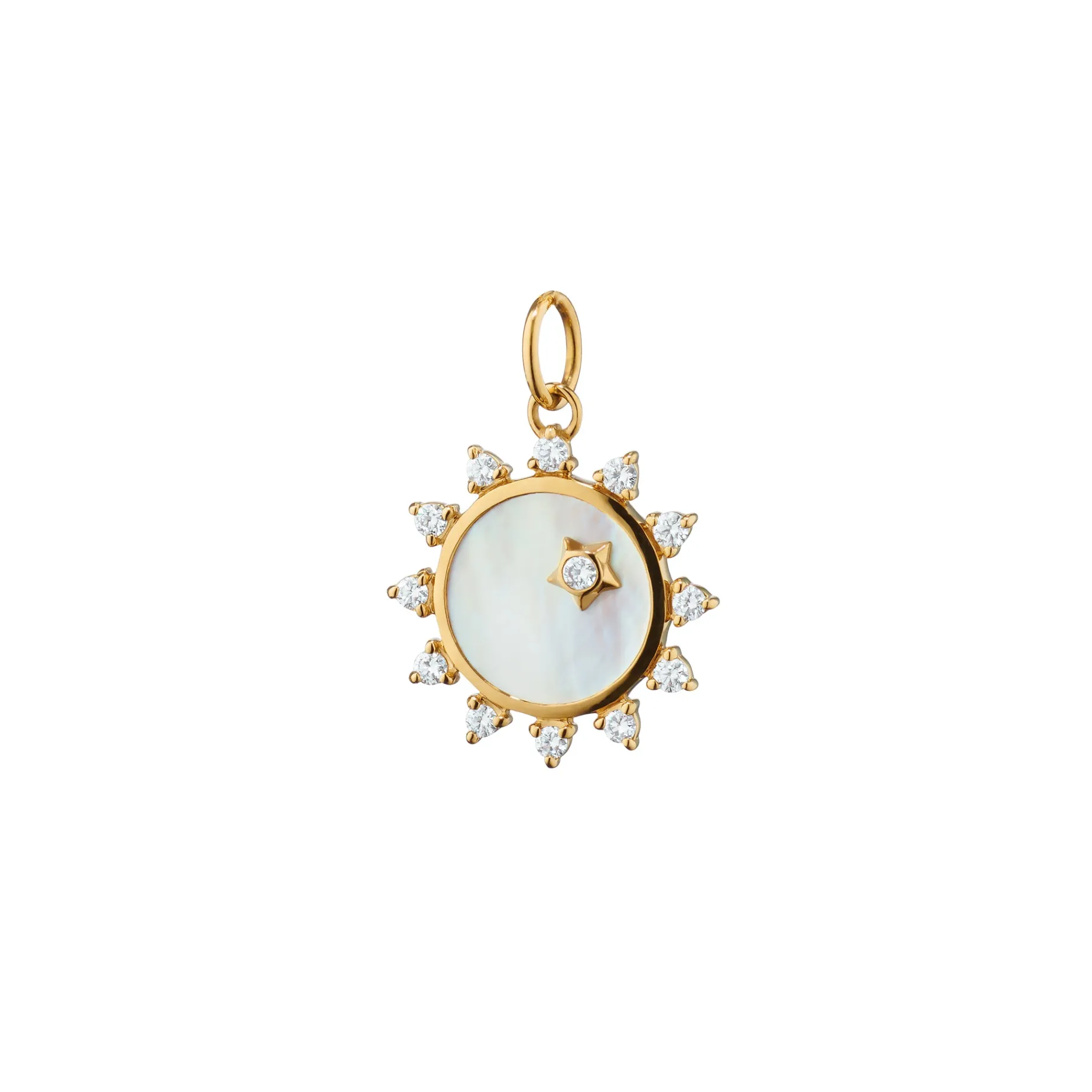 Mini Mother of Pearl Diamond "Happiness" Sun Charm