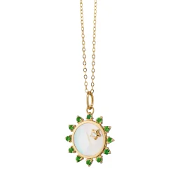 Mini Mother of Pearl Emerald "Happiness" Sun Charm