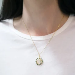 Mini Mother of Pearl Emerald "Happiness" Sun Charm