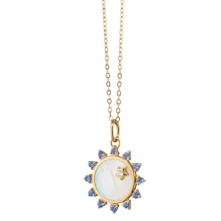 Mini Mother of Pearl Sapphire "Happiness" Sun Charm
