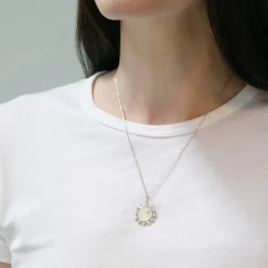 Mini Mother of Pearl Sapphire "Happiness" Sun Charm