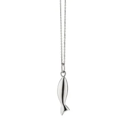 Mini "Perseverance" Fish Sterling Silver Charm Necklace