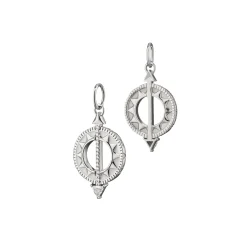 Mini Sterling Silver White Enamel Sundial Charm - Time is Precious