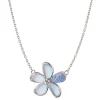Mother of Pearl and Blue Topaz Doublet Flower Necklace