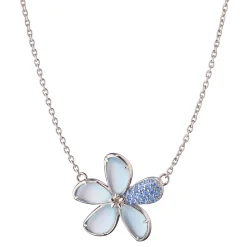 Mother of Pearl and Blue Topaz Doublet Flower Necklace