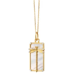 Mother of Pearl Dragonfly 18K Gold Medallion