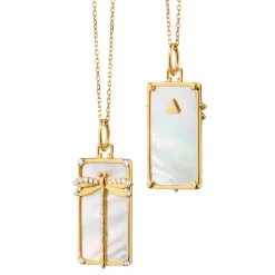 Mother of Pearl Dragonfly 18K Gold Medallion