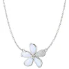 Mother of Pearl Flower Necklace with Pavé White Sapphires