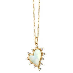 Mother of Pearl Heart Necklace with Diamonds