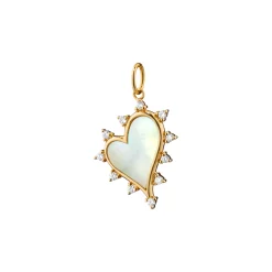 Mother of Pearl Heart Necklace with Diamonds