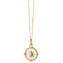 Mother of Pearl Mini "Adventure" Compass Charm Necklace