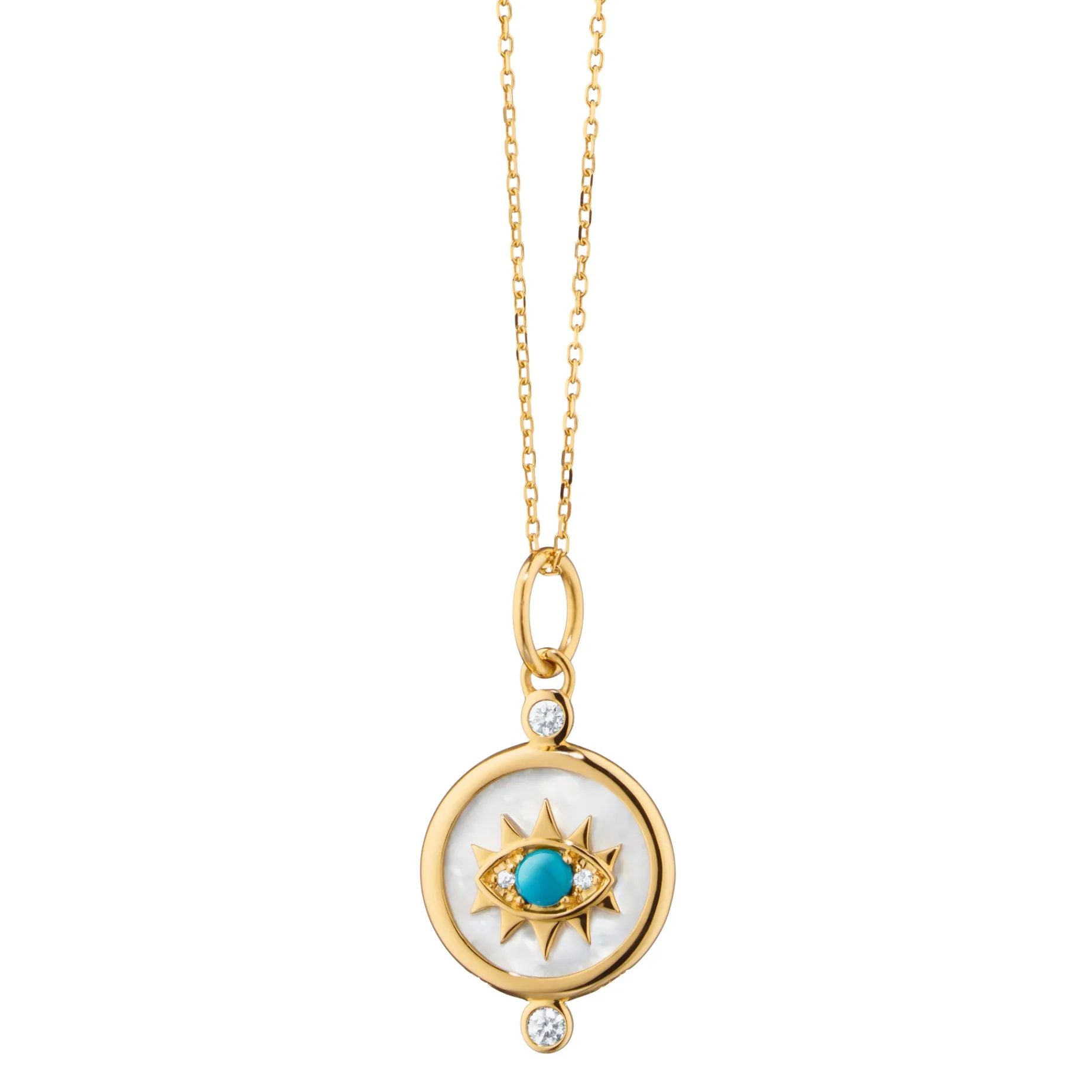 Mother of Pearl Mini "Protect" 18K Gold Evil Eye Charm