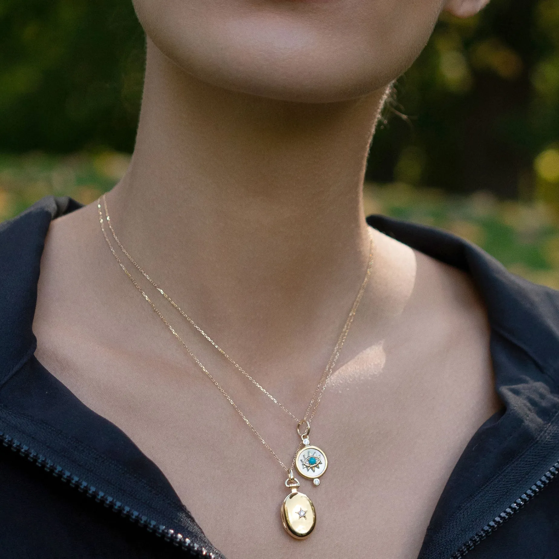 Mother of Pearl Mini "Protect" 18K Gold Evil Eye Charm