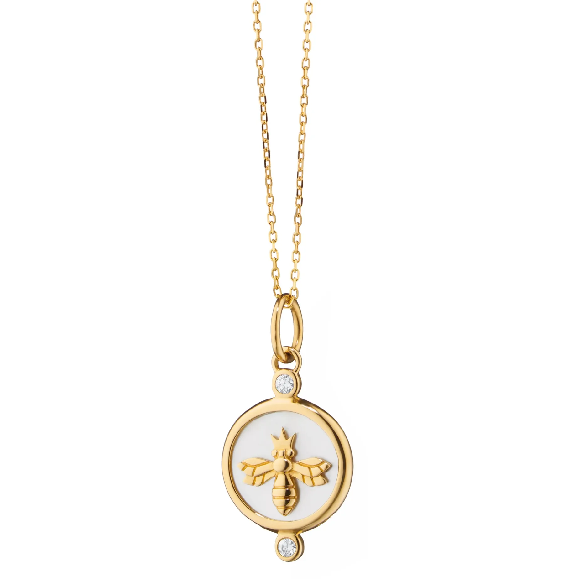 Mother of Pearl "Queen Bee" 18K Gold Charm Necklace