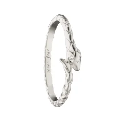 Never Fear Snake Poesy Slim Sterling Silver Stackable Ring
