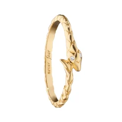 Never Fear Snake Poesy Slim 18K Gold Stackable Ring