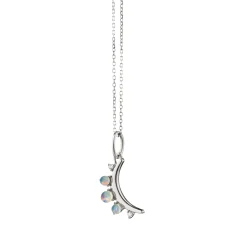 October Opal "Moon" Sterling Silver Birthstone Necklace