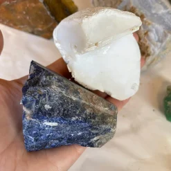One of A Kind Rectangle Locket with Sodalite and White Opal