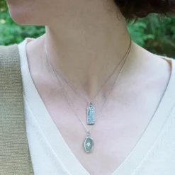 Oval Star Sterling Silver Half Locket Charm