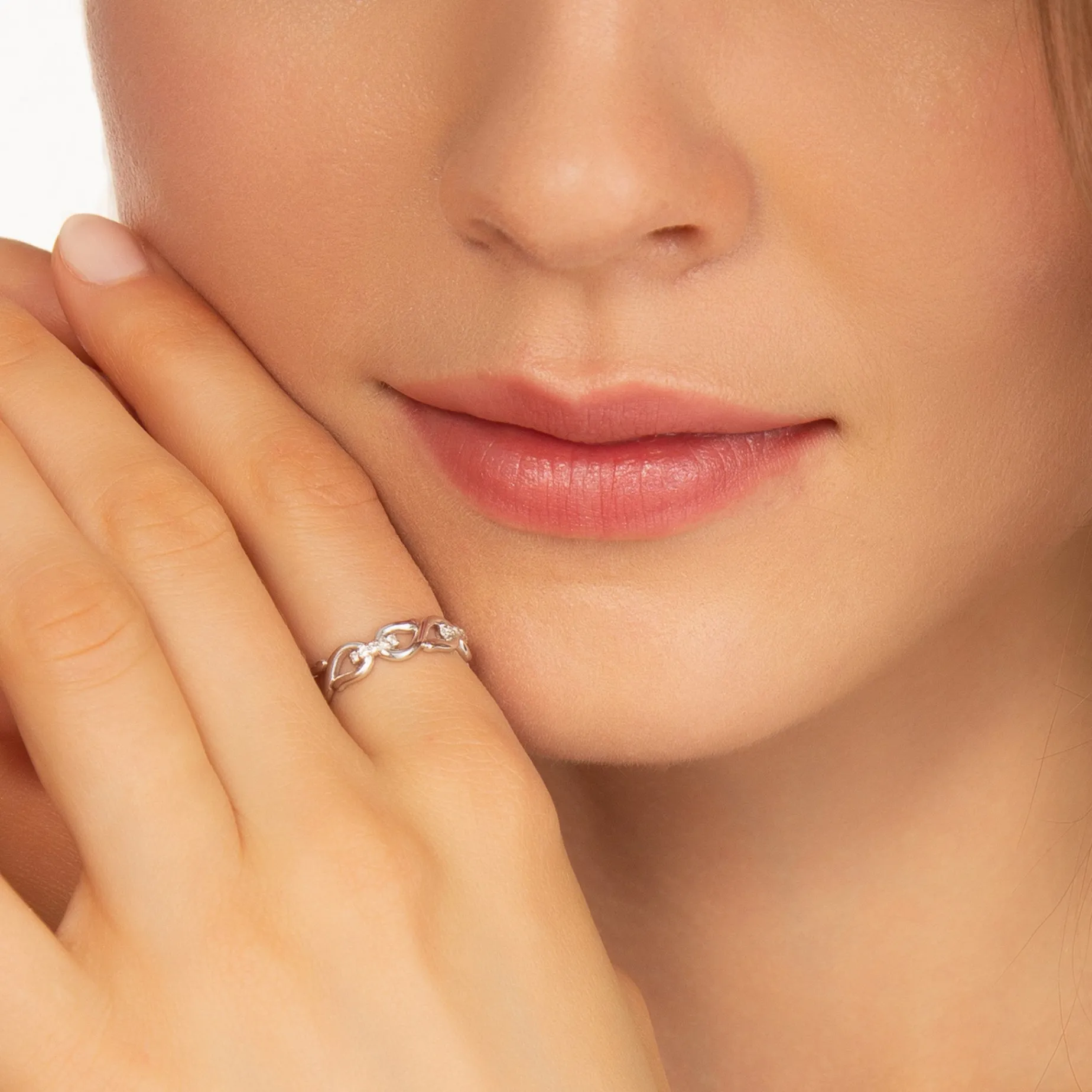 Pave Sapphire Infinity Stackable Ring