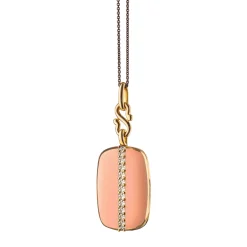 Peach Enamel Vermeil "Britt" Locket with Champagne Diamonds
