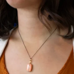 Peach Enamel Vermeil "Britt" Locket with Champagne Diamonds